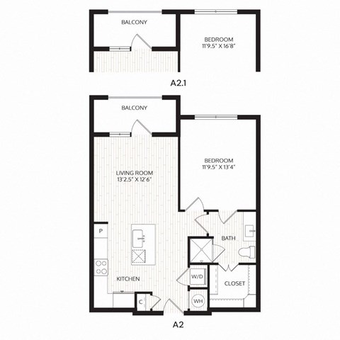Aura Avant Apartments in Lewisville, Texas A2.1 Floor Plan